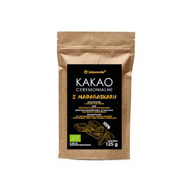 KAKAO CEREMONIALNE TABLICZKA BIO 125 g - ISLAVERDE (SEGURA)
