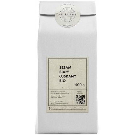 SEZAM BIAŁY ŁUSKANY BIO 500 g - THE PLANET