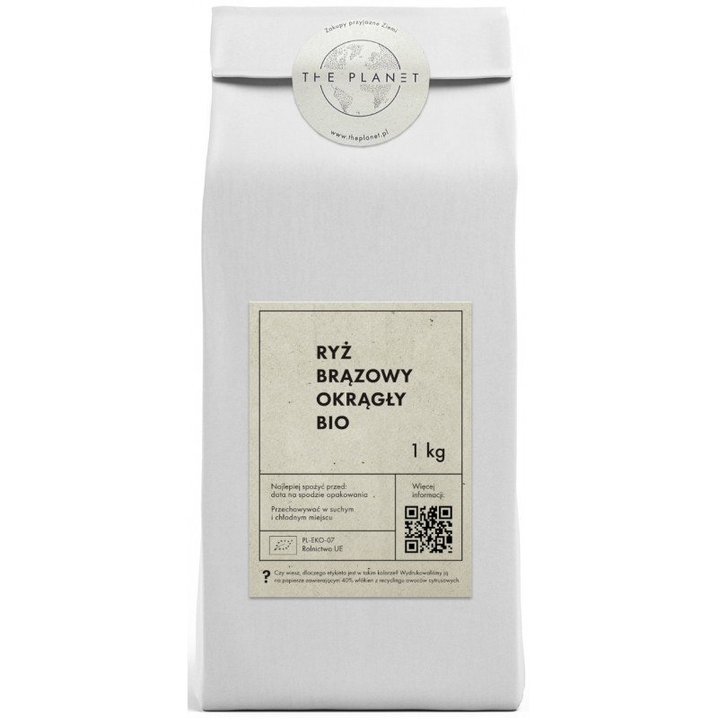 RYŻ BRĄZOWY OKRĄGŁY BIO 1 kg - THE PLANET