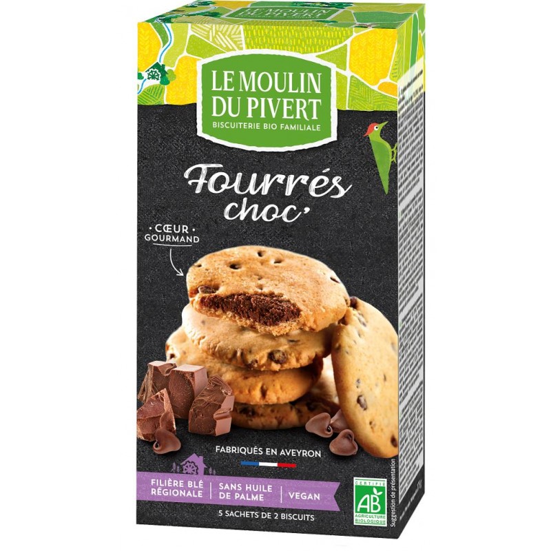 CIASTKA Z DROPSAMI CZEKOLADOWYMI BIO 150 g - LE MOULIN DU PIVERT