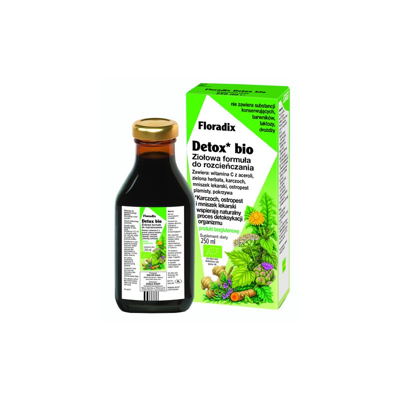 SUPLEMENT DIETY DETOX W PŁYNIE BEZGLUTENOWY BIO 250 ml - SALUS (FLORADIX)
