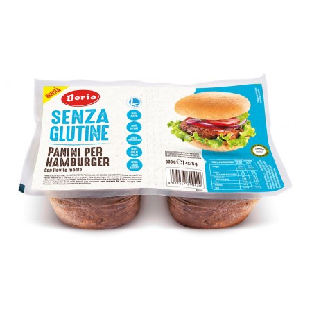BUŁKI DO HAMBURGERÓW BEZGLUTENOWE (4 x 75 g) 300 g - DORIA