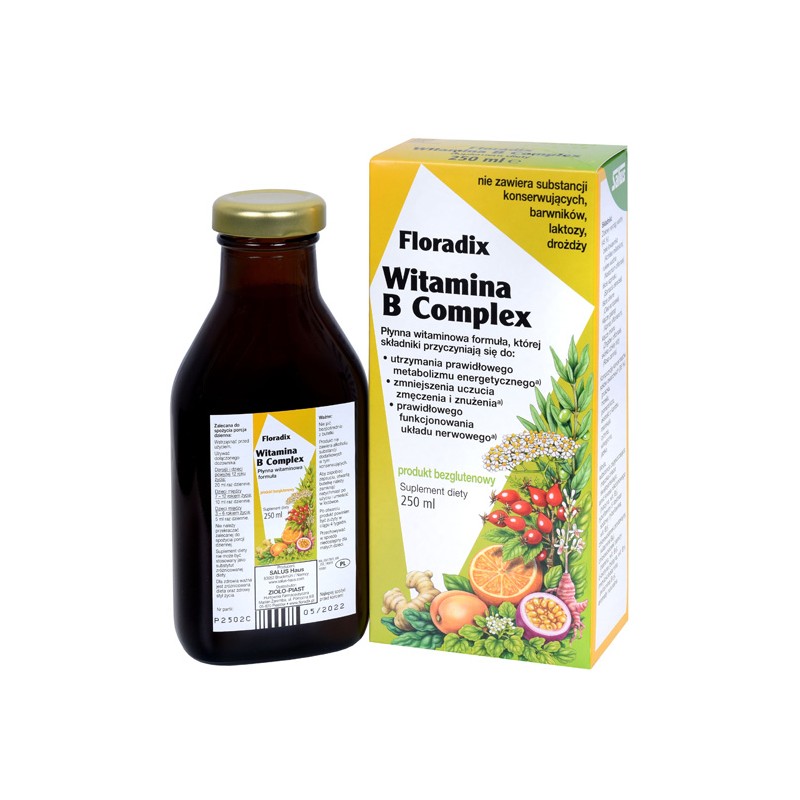 SUPLEMENT DIETY WITAMINA B COMPLEX W PŁYNIE BEZGLUTENOWA 250 ml - SALUS (FLORADIX)