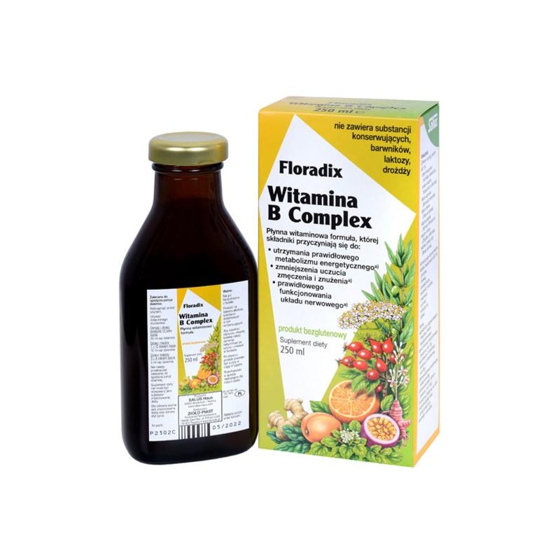 SUPLEMENT DIETY WITAMINA B COMPLEX W PŁYNIE BEZGLUTENOWA 250 ml - SALUS (FLORADIX)