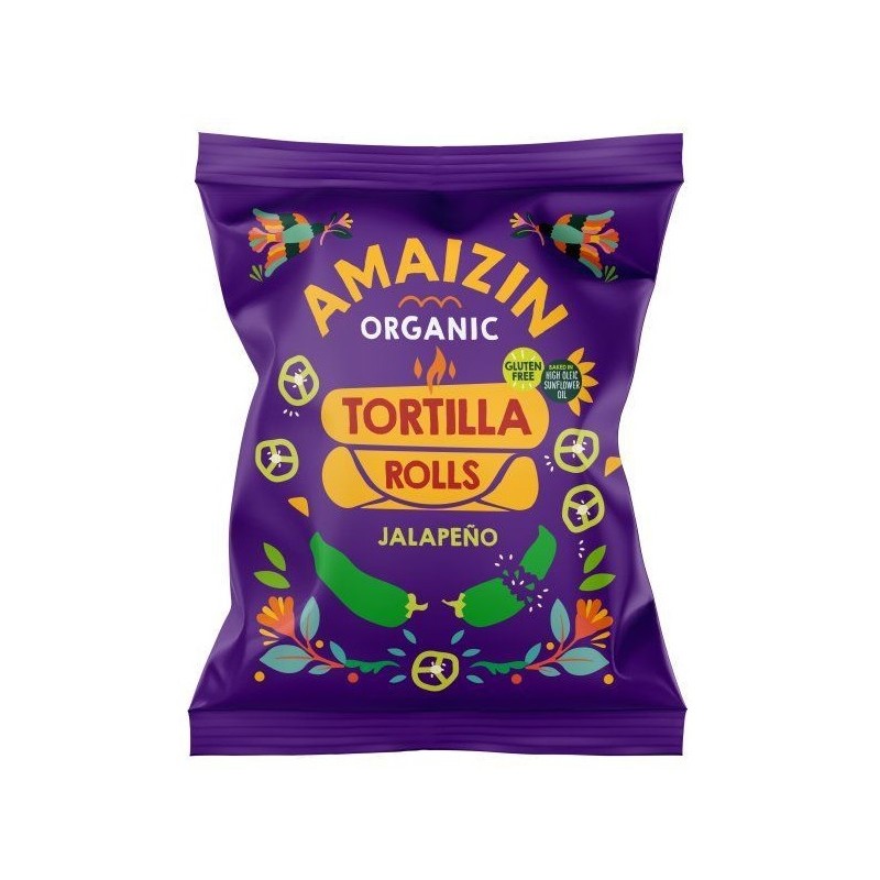 CHIPSY TORTILLA KUKURYDZIANE O SMAKU JALAPENO BEZGLUTENOWE BIO 100 g - AMAIZIN