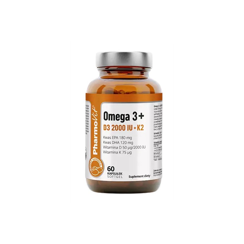 OMEGA 3 + WITAMINY D3 + K2 BEZGLUTENOWE 60 KAPSUŁEK - PHARMOVIT (CLEAN LABEL)