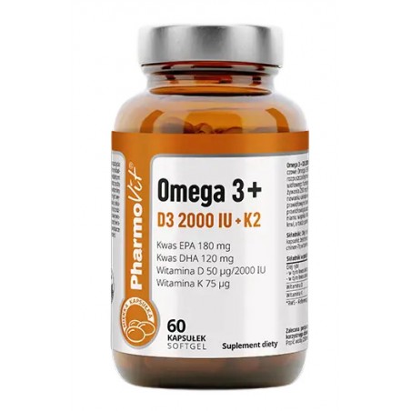 OMEGA 3 + WITAMINY D3 + K2 BEZGLUTENOWE 60 KAPSUŁEK - PHARMOVIT (CLEAN LABEL)