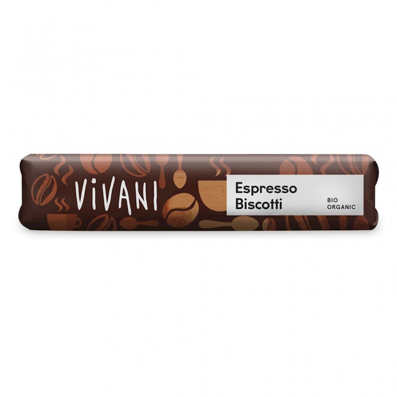BATON MLECZNA CZEKOLADA Z NADZIENIEM ESPRESSO I HERBATNIKAMI BIO 40 g - VIVANI