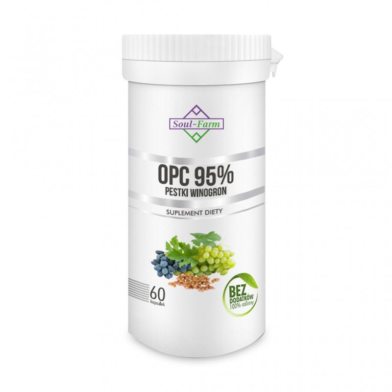 PESTKI WINOGRON EKSTRAKT 95 % OPC (450 mg) 60 KAPSUŁEK - SOUL FARM