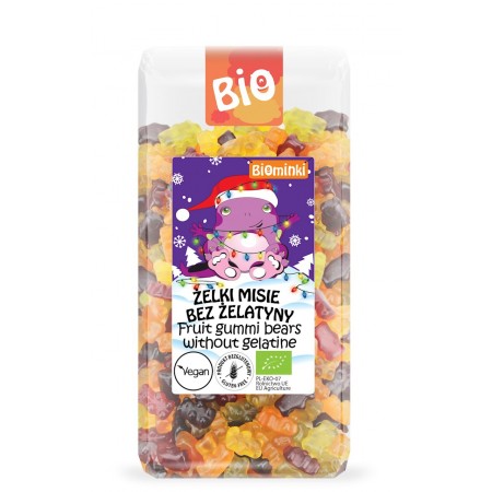 ŻELKI MISIE BEZ ŻELATYNY BEZGLUTENOWE BIO 500 g - BIOMINKI (EDYCJA ŚWIĄTECZNA)(PRODUKT SEZONOWY)
