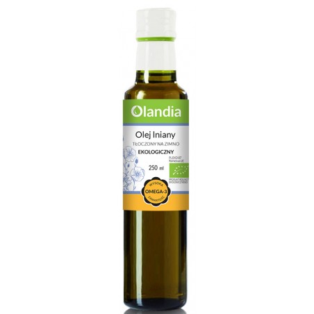 przecena OLEJ LNIANY TŁOCZONY NA ZIMNO BIO 250 ml - OLANDIA