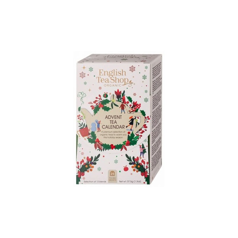 KALENDARZ ADWENTOWY BIAŁY (HERBATY I HERBATKI) BIO (13 SMAKÓW) (25 x 1,5 g) 37,5 g - ENGLISH TEA SHOP ORGANIC (PRODUKT SEZONOW