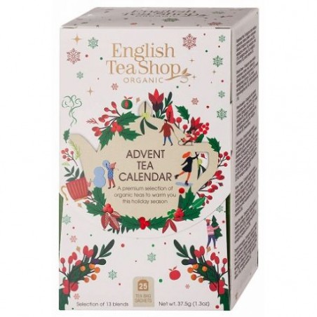 KALENDARZ ADWENTOWY BIAŁY (HERBATY I HERBATKI) BIO (13 SMAKÓW) (25 x 1,5 g) 37,5 g - ENGLISH TEA SHOP ORGANIC (PRODUKT SEZONOW