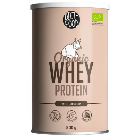 BIAŁKO SERWATKOWE Z KAKAO (KONCENTRAT WPC 77) BIO 500 g - DIET-FOOD