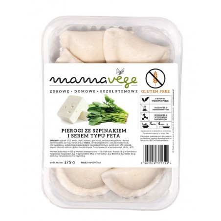 PIEROGI ZE SZPINAKIEM I SEREM TYPU FETA BEZGLUTENOWE 275 g - MAMA VEGE
