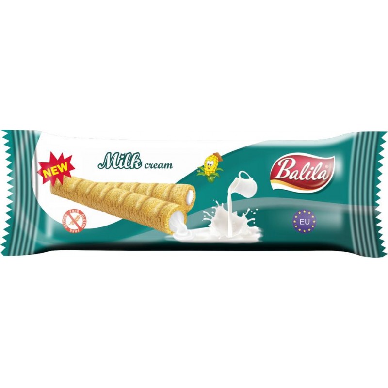 RURKI KUKURYDZIANE Z KREMEM MLECZNYM BEZGLUTENOWE 18 g - BALILA