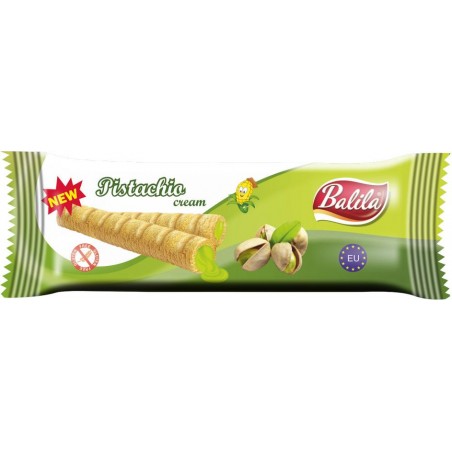 RURKI KUKURYDZIANE Z KREMEM O SMAKU PISTACJOWYM BEZGLUTENOWE 18 g - BALILA