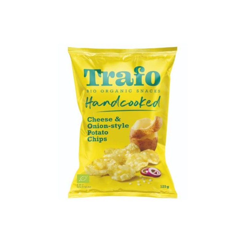 CHIPSY ZIEMNIACZANE O SMAKU SEROWO - CEBULOWYM WEGAŃSKIE BIO 125 g - TRAFO