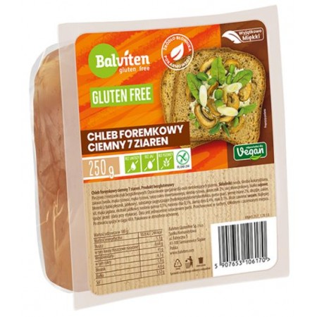 CHLEB FOREMKOWY CIEMNY 7 ZIAREN KROJONY BEZGLUTENOWY 250 g - BALVITEN
