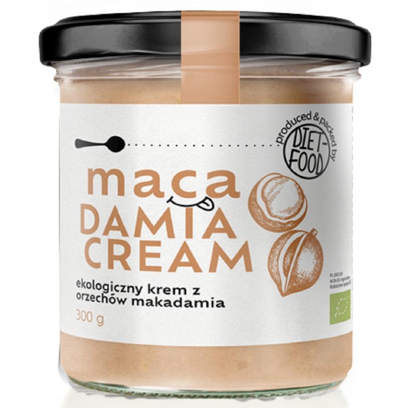 KREM Z ORZECHÓW MACADAMIA BEZ DODATKU CUKRÓW BIO 300 g - DIET-FOOD