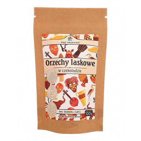 ORZECHY LASKOWE W CZEKOLADZIE BEZ DODATKU CUKRÓW BEZGLUTENOWE 100 g - PIĘĆ PRZEMIAN