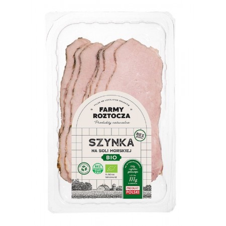 SZYNKA NA SOLI MORSKIEJ PLASTRY BIO 100 g -  FARMY ROZTOCZA (NA ZAMÓWIENIE)