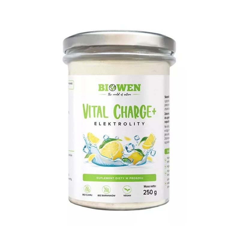 ELEKTROLITY O SMAKU CYTRYNOWYM W PROSZKU VITAL CHARGE+ 250 g - BIOWEN