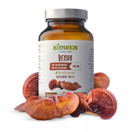 GRZYBY REISHI EKSTRAKT (400 mg) BEZGLUTENOWY 90 KAPSUŁEK - BIOWEN