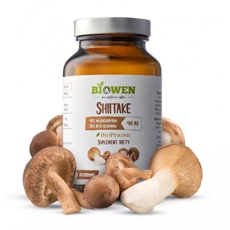 GRZYBY SHIITAKE EKSTRAKT (400 mg) BEZGLUTENOWY 90 KAPSUŁEK - BIOWEN