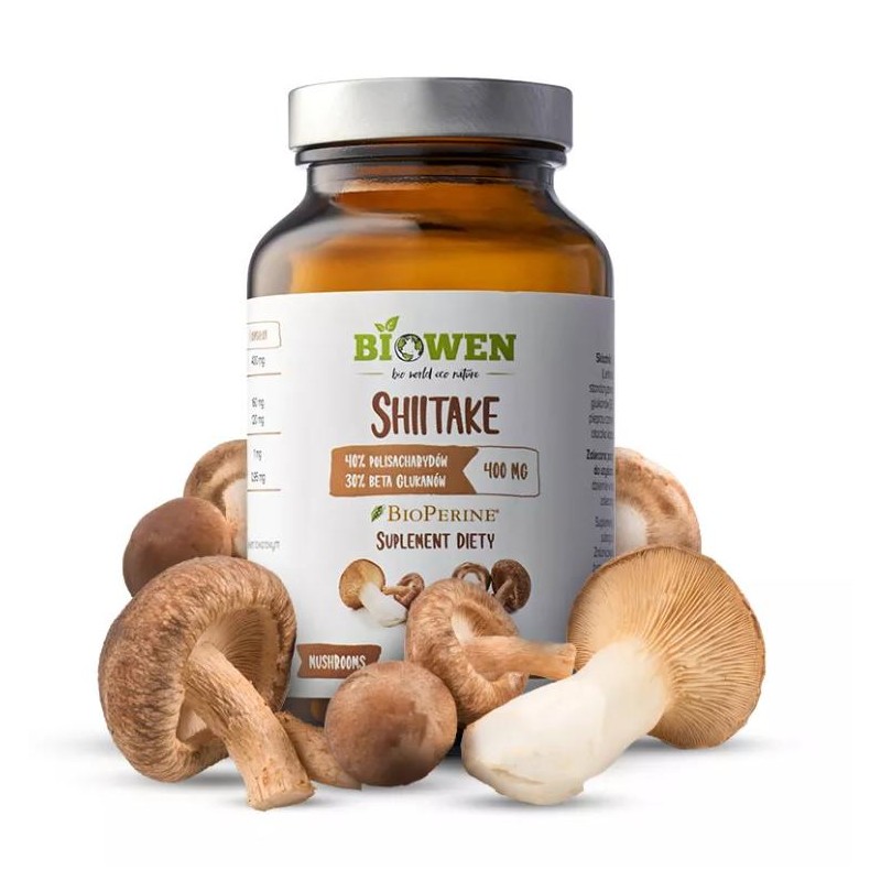 GRZYBY SHIITAKE EKSTRAKT (400 mg) BEZGLUTENOWY 90 KAPSUŁEK - BIOWEN