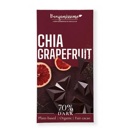 CZEKOLADA GORZKA CHIA - GREJPFRUT BEZGLUTENOWA BIO 60 g - BENJAMISSIMO