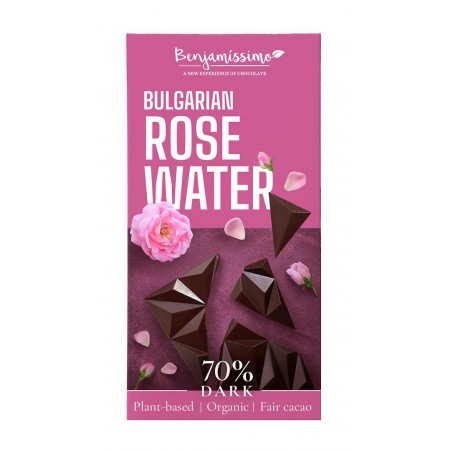 CZEKOLADA GORZKA Z WODĄ RÓŻANĄ BEZGLUTENOWA BIO 60 g - BENJAMISSIMO