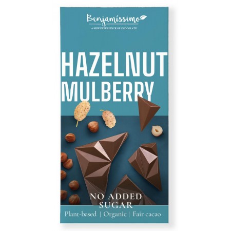 CZEKOLADA ORZECHY LASKOWE - MORWA BEZ DODATKU CUKRÓW BEZGLUTENOWA BIO 60 g - BENJAMISSIMO