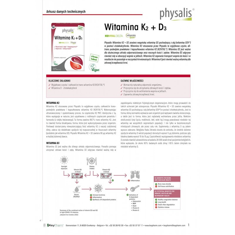 WITAMINA K2 + D3 60 TABLETEK - PHYSALIS