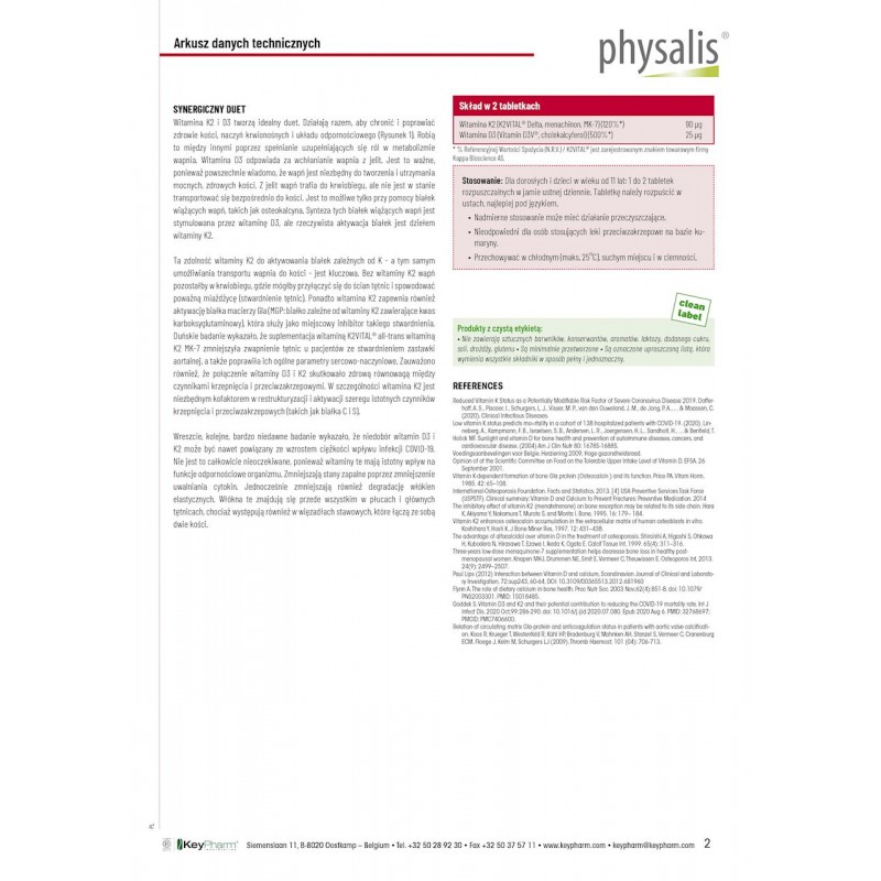 WITAMINA K2 + D3 60 TABLETEK - PHYSALIS