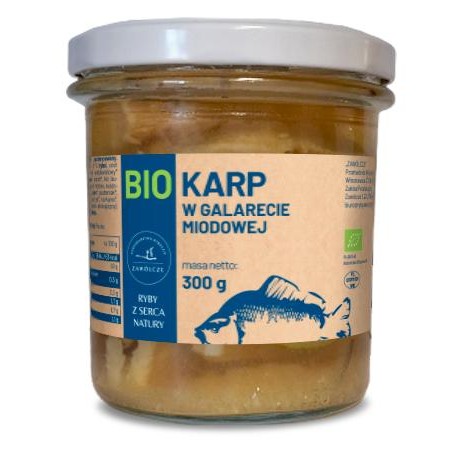 KARP W GALARECIE MIODOWEJ BIO 300 g (SŁOIK) - GOSPODARSTWO RYBACKIE ZAWÓLCZE