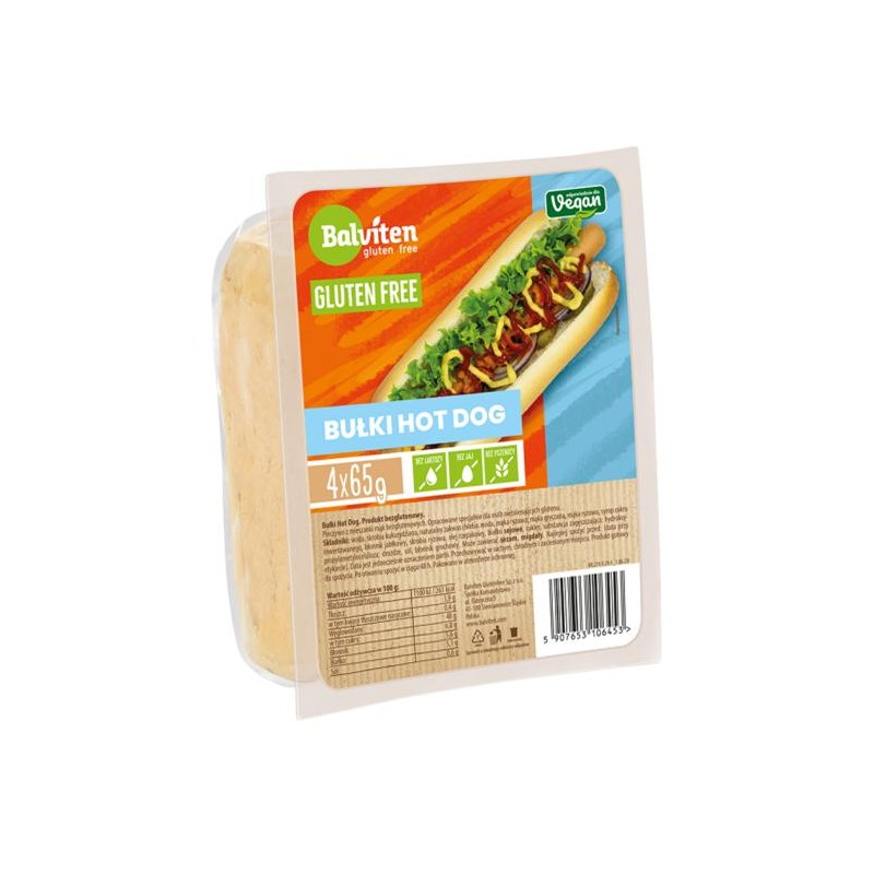 BUŁKI DO HOT DOGÓW BEZGLUTENOWE (4 szt.) 260 g - BALVITEN