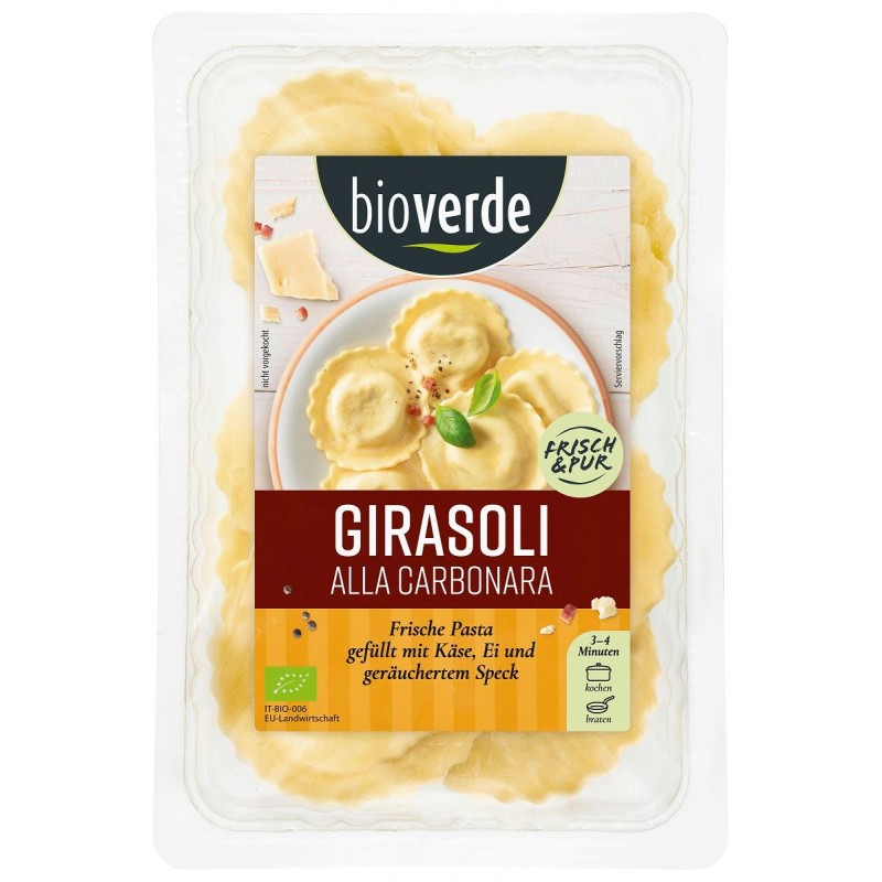 PIEROŻKI ŚWIEŻE GIRASOLI A'LA CARBONARA BIO 250 g - BIO-VERDE