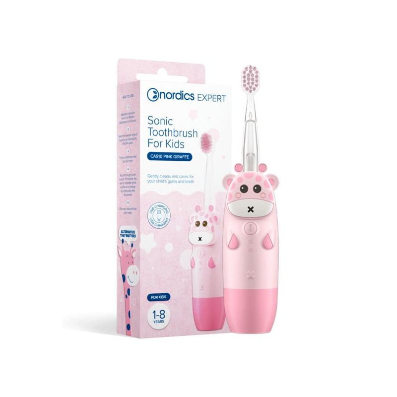 SZCZOTECZKA SONICZNA CA910 DLA DZIECI RÓŻOWA ŻYRAFA - NORDICS EXPERT