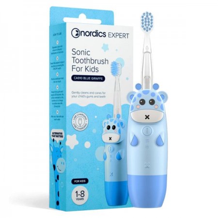 SZCZOTECZKA SONICZNA CA910 DLA DZIECI NIEBIESKA ŻYRAFA - NORDICS EXPERT