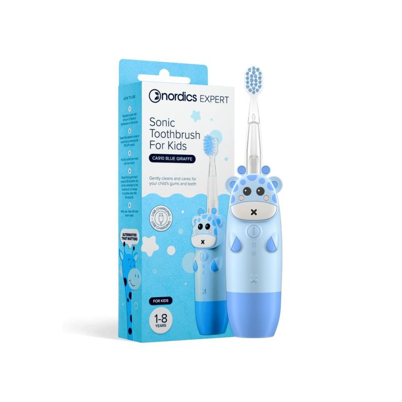 SZCZOTECZKA SONICZNA CA910 DLA DZIECI NIEBIESKA ŻYRAFA - NORDICS EXPERT