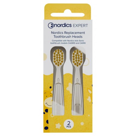 KOŃCÓWKI DO SZCZOTECZKI SONICZNEJ CA910 DLA DZIECI ŻÓŁTE - NORDICS EXPERT