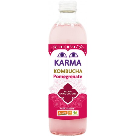 KOMBUCHA Z GRANATEM NISKA ZAWARTOŚĆ CUKRÓW FAIR FOR LIFE DEMETER BIO 500 ml - KARMA KOMBUCHA