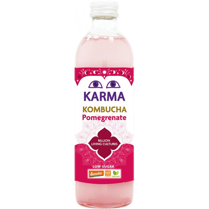 KOMBUCHA Z GRANATEM NISKA ZAWARTOŚĆ CUKRÓW FAIR FOR LIFE DEMETER BIO 500 ml - KARMA KOMBUCHA
