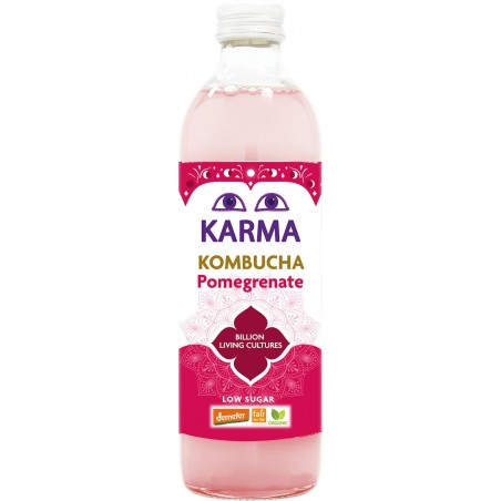 KOMBUCHA Z GRANATEM NISKA ZAWARTOŚĆ CUKRÓW FAIR FOR LIFE DEMETER BIO 500 ml - KARMA KOMBUCHA