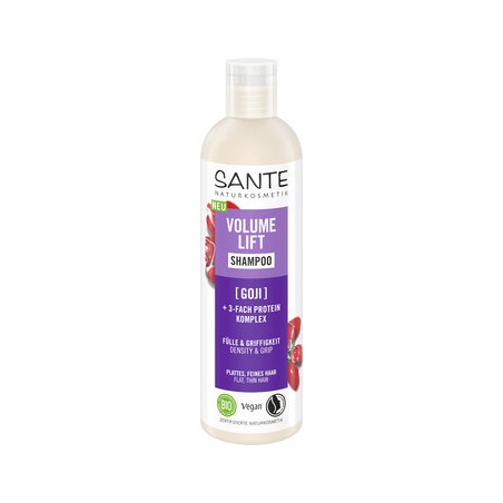 SZAMPON ZWIĘKSZAJĄCY OBJĘTOŚĆ DO WŁOSÓW CIENKICH GOJI I POTRÓJNY KOMPLEKS PROTEINOWY ECO 250 ml - SANTE