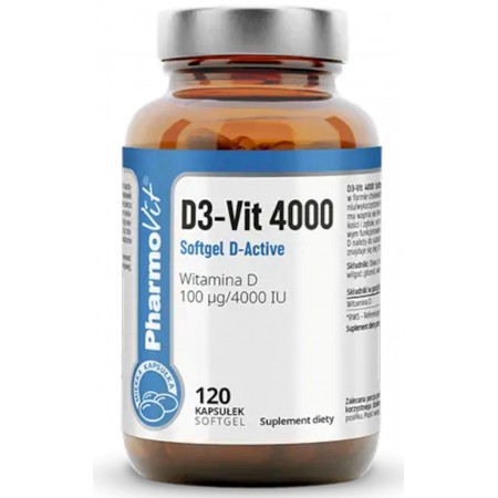 WITAMINA D3-VIT 100 µg (4000 j.m) BEZGLUTENOWA 120 KAPSUŁEK - PHARMOVIT (CLEAN LABEL)