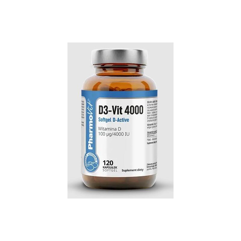 WITAMINA D3-VIT 100 µg (4000 j.m) BEZGLUTENOWA 120 KAPSUŁEK - PHARMOVIT (CLEAN LABEL)