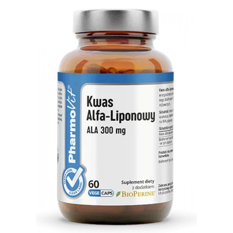 KWAS ALFA-LIPONOWY ALA (300 mg) BEZGLUTENOWY 60 KAPSUŁEK - PHARMOVIT (CLEAN LABEL)