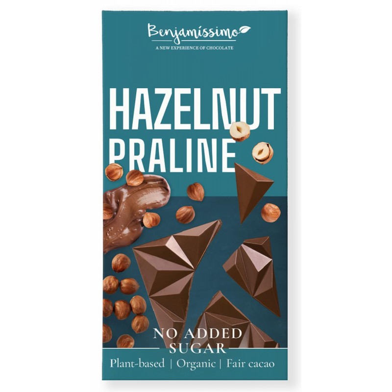 CZEKOLADA Z ORZECHAMI LASKOWYMI BEZ DODATKU CUKRÓW BEZGLUTENOWA BIO 60 g - BENJAMISSIMO